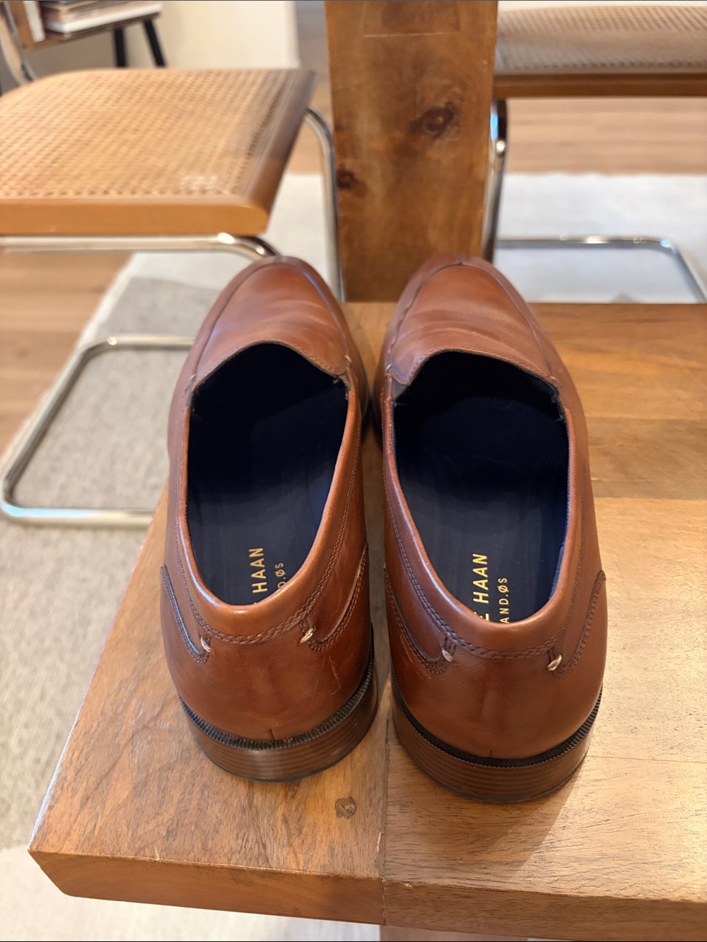 Cole Haan Men's Chestnut Brown Leather Slip-On Loafers - Picture 4 of 6